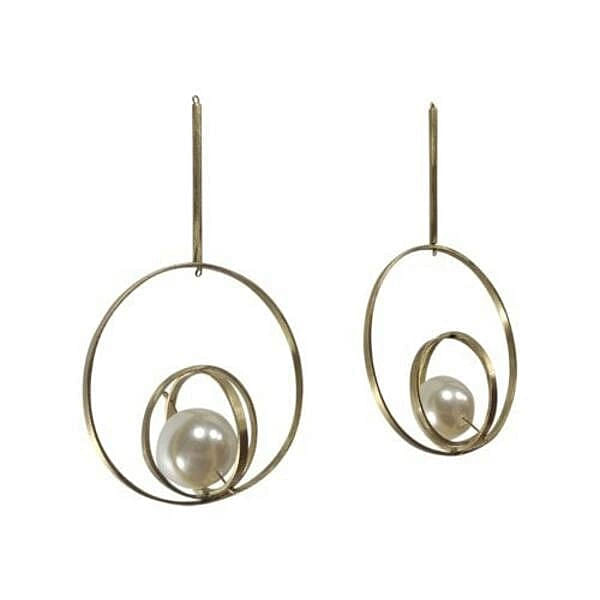 Pearl hoop earrings long - 2413,Find pearl hoop earrings, statement long earrings, unique handmade earrings by greek fashion jewelry designer Aikaterini Chalkiadaki. A perfect jewelry gift for women.