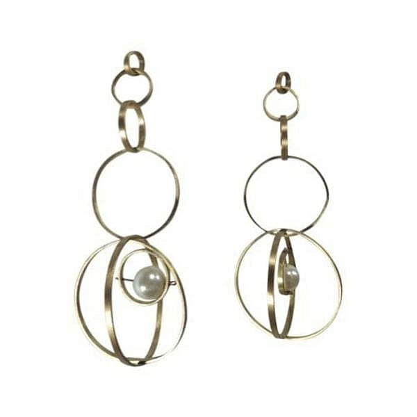 Statement dangle pearl earrings hoop in hoop - 2379,Buy statement dangle pearl earrings hoop in hoop for women, unique handmade fashion jewelry by greek fashion jewelry designer Aikaterini Chalkiadaki.