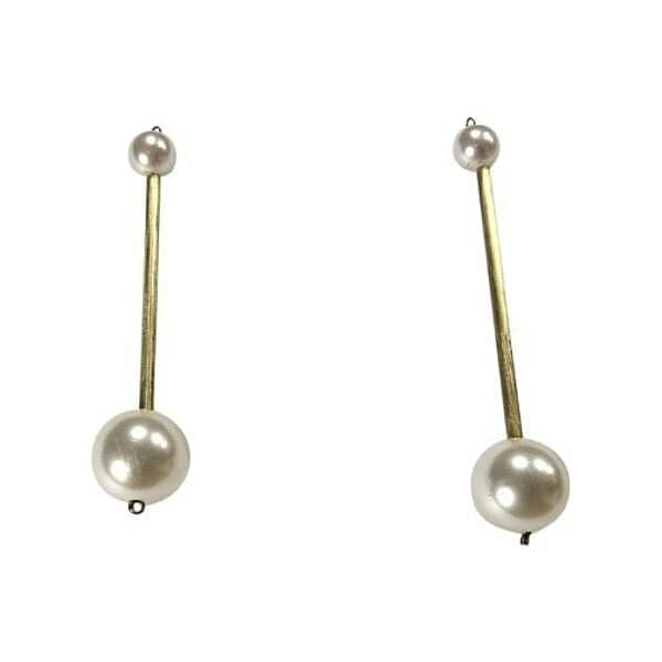 Stick pearl earrings with double pearl - 2398,Find the unique handmade stick pearl earrings with double pearl by greek fashion jewelry designer Aikaterini Chalkiadaki. A perfect jewelry gift