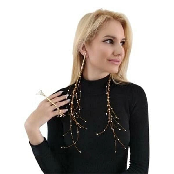 Long statement pearl earrings - Medusa,Find unique handmade long statement pearl earrings,Medusa style by greek fashion jewelry designer Aikaterini Chalkiadaki. A perfect jewelry gift for women.
