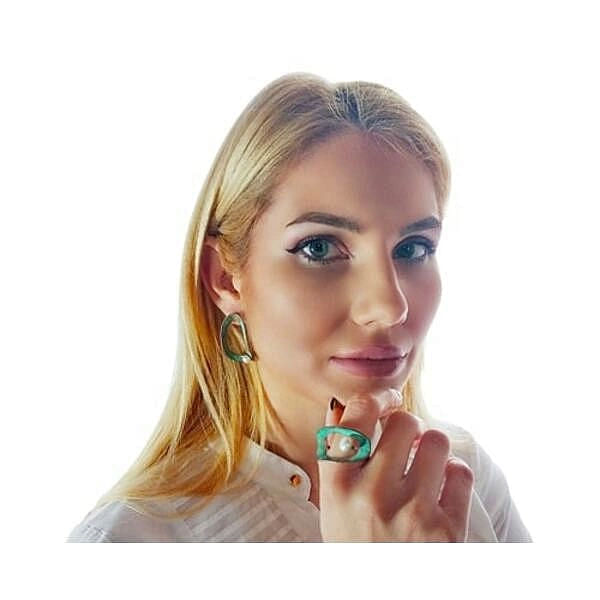 Stud earrings with freshwater pearl - 3715,Buy stud earrings with freshwater pearl and color, summer jewelry, unique handmade fashion jewelry by greek fashion jewelry designer Aikaterini Chalkiadaki. A gift for her.