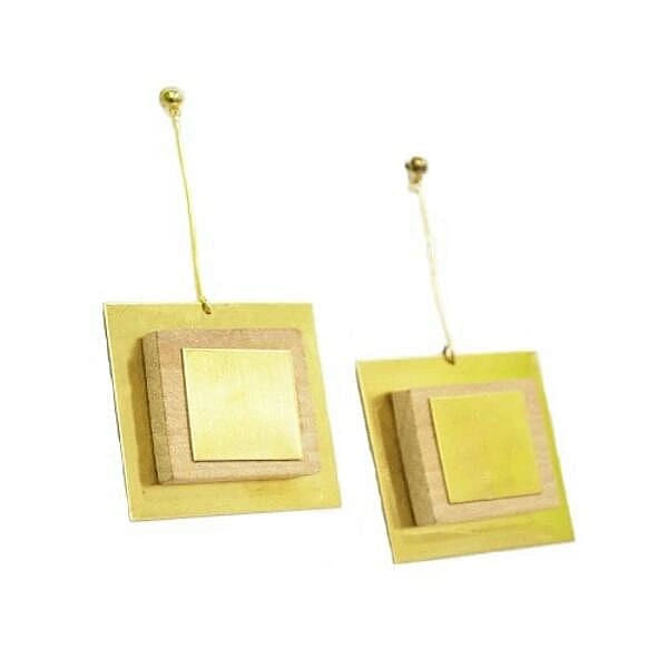 Squares dangle earrings with wood - 266,Buy squares dangle earrings with wood, dangle earrings,wooden jewelry and unique handmade fashion jewelry by greek fashion jewelry designer Aikaterini Chalkiadaki.