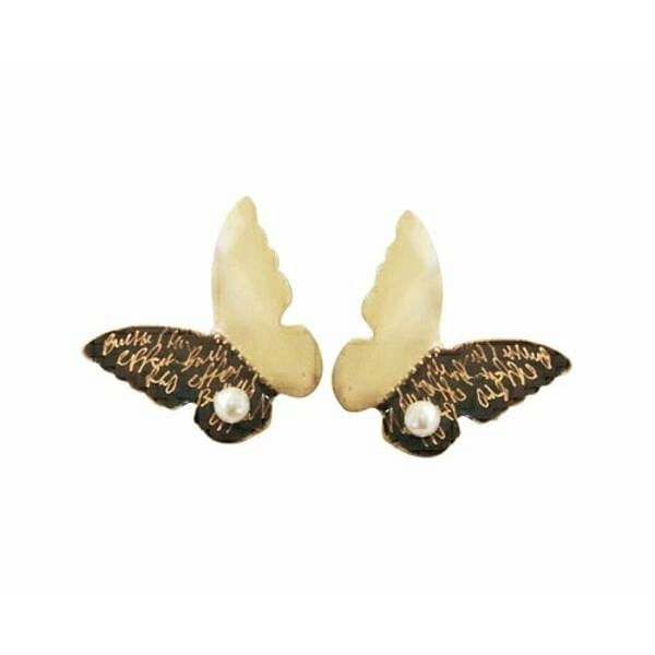 Studs earrings butterfly with freshwater pearls - 4650,Buy studs earrings butterfly with pearls, vintage jewelry,romantic, handmade jewelry by greek fashion jewelry designer Aikaterini Chalkiadaki. A jewelry gift for her.
