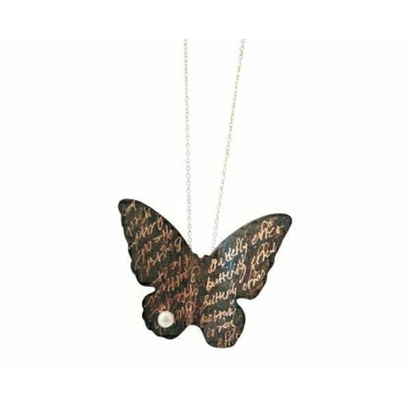 Statement long necklace butterfly with freshwater pearl - 4685,Buy statement long necklace butterfly with freshwater pearl,handmade necklaces,unique handmade fashion jewelry by greek fashion jewelry designer Aikaterini Chalkiadaki. A jewelry gift for her.