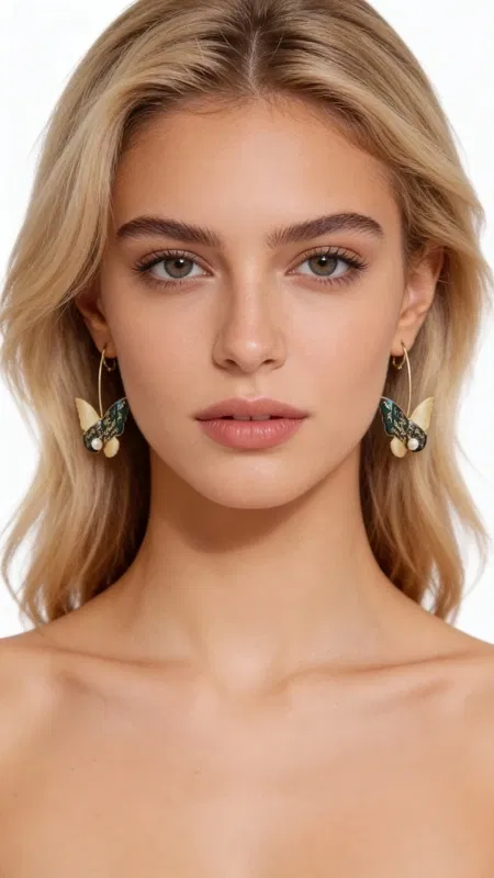 , These captivating butterfly dangle earrings create an enchanting dance of movement with every turn of your head. Crafted with meticulous attention to detail, each earring features a beautifully textured butterfly silhouette in warm gold-plated brass, adorned with a lustrous freshwater pearl that catches the light with every graceful sway.
The artisanal craftsmanship shines through in the intricate wing detailing, where delicate patterns create depth and visual interest against the polished gold finish. The genuine freshwater pearls add an elegant touch of sophistication, their natural iridescence complementing the rich golden tones perfectly. This stunning combination of organic pearl beauty and metallic brilliance creates a piece that's both contemporary and timelessly elegant.
Inspired by nature's most graceful creatures, these statement earrings embody the transformative beauty of butterflies while maintaining refined wearability. The elongated silhouette creates a flattering frame for your face, making them perfect for special occasions, evening events, or whenever you want to add a touch of whimsical elegance to your look. They pair beautifully with both casual and formal attire, from flowing dresses to structured blazers.
These earrings represent the perfect fusion of Greek artistry and modern design sensibility. The lightweight construction ensures comfortable all-day wear, while the secure ear wire closure provides peace of mind during your most memorable moments.
To maintain their beauty, store in a dry place away from direct sunlight and clean gently with a soft, dry cloth. Avoid contact with perfumes, lotions, and water to preserve the gold plating and pearl luster.