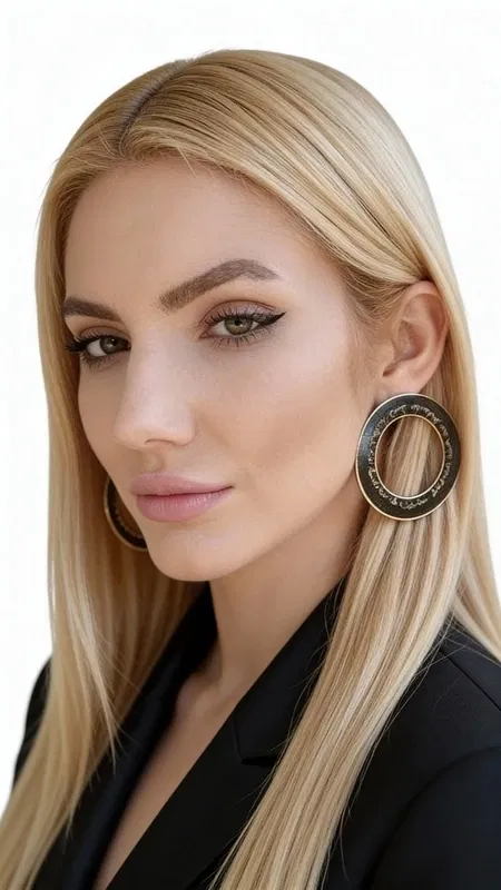 , Make a bold statement with these striking handwritten big hoop earrings that blend contemporary edge with artisanal craftsmanship. The dramatic oversized circular design features a sophisticated black patina finish that creates depth and visual intrigue, while subtle golden undertones add warmth and elegance to the overall aesthetic.
Expertly crafted from high-quality brass and enhanced with durable resin elements, these statement hoops showcase exceptional attention to detail. The handwritten-inspired texture creates a unique organic surface that catches light beautifully, making each earring a conversation piece. The substantial size and bold presence make them perfect for elevating both casual and formal looks with effortless sophistication.
The versatile black and gold color palette ensures these earrings complement any wardrobe, from sleek all-black ensembles to colorful patterns and textures. Whether worn with flowing hair or styled in an updo to showcase their full impact, these hoops add instant glamour and personality to your look. The lightweight construction ensures comfortable all-day wear despite their impressive size.
Drawing inspiration from modern calligraphy and contemporary Greek design traditions, these earrings represent the perfect fusion of artistic expression and wearable luxury. Each pair reflects meticulous handmade craftsmanship that celebrates individuality and bold personal style.
Store in a dry place away from direct sunlight. Clean gently with a soft cloth to maintain the patina finish. Avoid contact with perfumes, lotions, and harsh chemicals to preserve the brass and resin components.