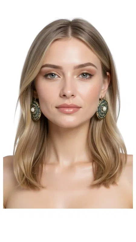 , These captivating handwritten dangle earrings showcase the artistry of Greek craftsmanship with their distinctive calligraphic design and lustrous freshwater pearls. Each earring features an intricately detailed circular disc with elegant handwritten script, finished in a rich antique brass patina that creates depth and vintage appeal.
The sophisticated design combines literary elegance with contemporary style, as delicate handwritten text curves gracefully across each brass medallion. A luminous freshwater pearl dangles beneath each disc, adding movement and organic beauty to the structured metalwork. The dark patina finish creates beautiful contrast against the creamy white pearls, resulting in earrings that are both dramatic and refined.
These statement pieces draw inspiration from ancient Greek manuscripts and calligraphy traditions, making them perfect for the modern woman who appreciates cultural heritage with contemporary flair. The substantial size and eye-catching design make them ideal conversation starters, whether paired with a little black dress for evening elegance or worn with flowing fabrics for bohemian sophistication.
The handcrafted nature ensures each pair is slightly unique, reflecting the artisan's personal touch. These versatile earrings transition effortlessly from professional settings to artistic gatherings, adding intellectual charm and Mediterranean sophistication to any ensemble.
Care Instructions: Clean gently with a soft cloth. Avoid contact with perfumes, lotions, and water to preserve the patina finish and pearl luster. Store separately to prevent scratching.