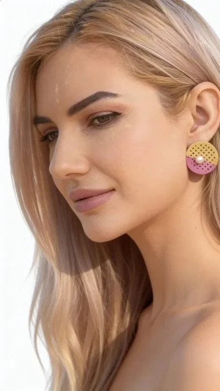 , Discover the magic of color with these striking hoop earrings that combine warm gold with playful pink, designed by Greek Jewelry Designer Aikaterini Chalkiadaki. Each piece is adorned with delicate cutouts that create a modern geometric pattern, while natural pearls add a touch of elegance.

These handmade brass earrings are the ideal choice for women who love statement jewelry with a contemporary aesthetic. The combination of vibrant colors makes them perfect for summer looks, while the classic hoop shape ensures timeless appeal.

The asymmetric design with two-tone hoops creates visual interest and adds a touch of playful elegance to your look. Ideal for everyday styling as well as special occasions when you want to stand out. Avoid contact with water and perfumes to preserve their shine.