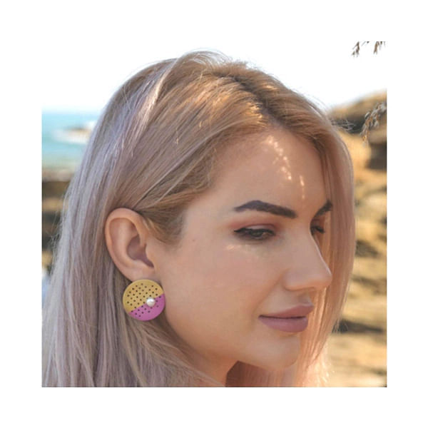 Pearl hoop earrings with color - 12218,Buy the pearl hoop earrings with color - 12218 and unique handmade original statement jewelry by greek fashion jewelry designer Aikaterini Chalkiadaki