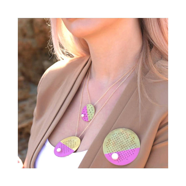Statement pearl brooch with color - 12211,Buy the statement pearl brooch with color - 12211 and unique handmade original statement jewelry by greek fashion jewelry designer Aikaterini Chalkiadaki