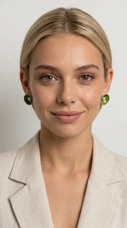 , Khaki pearl stud earrings are the ideal choice for every woman seeking elegance with character. Designed by Greek Jewelry Designer Aikaterini Chalkiadaki, these handmade earrings combine the beauty of pearls with the earthy aesthetic of khaki enamel, creating a jewelry piece with strong personality.

Their round shape, crafted in deep khaki green enamel on brass, gains a special charm thanks to the central pearl that stands out with its white shine. The delicate textured pattern of the enamel adds depth and movement, making each pair unique. They are comfortable to wear thanks to the secure post fastening, while their size is ideal — striking enough to become the focal point of your look, without being overwhelming.

They pair equally well with casual everyday looks and more formal outfits, and they also make an excellent choice as a bridal accessory or a gift for special occasions.