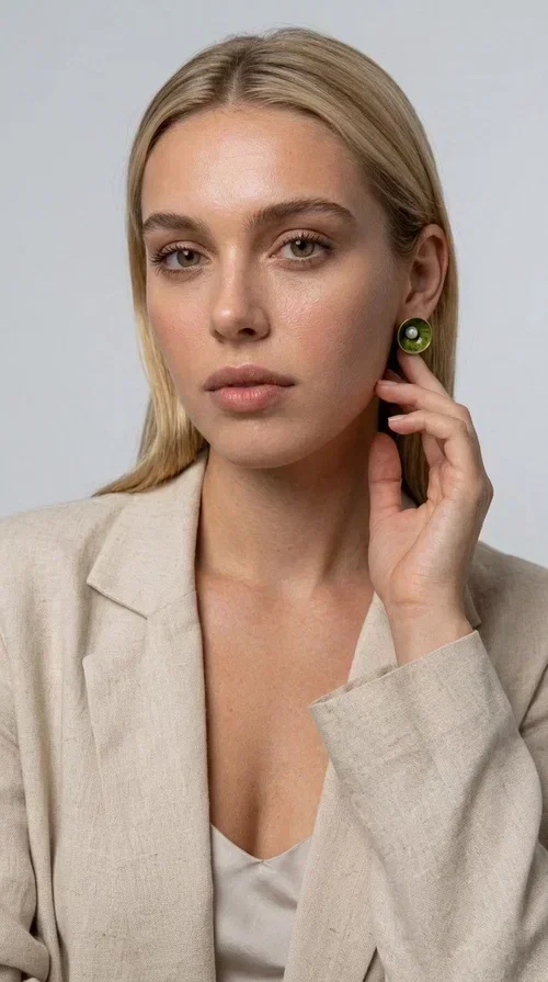, Khaki pearl stud earrings are the ideal choice for every woman seeking elegance with character. Designed by Greek Jewelry Designer Aikaterini Chalkiadaki, these handmade earrings combine the beauty of pearls with the earthy aesthetic of khaki enamel, creating a jewelry piece with strong personality.

Their round shape, crafted in deep khaki green enamel on brass, gains a special charm thanks to the central pearl that stands out with its white shine. The delicate textured pattern of the enamel adds depth and movement, making each pair unique. They are comfortable to wear thanks to the secure post fastening, while their size is ideal — striking enough to become the focal point of your look, without being overwhelming.

They pair equally well with casual everyday looks and more formal outfits, and they also make an excellent choice as a bridal accessory or a gift for special occasions.