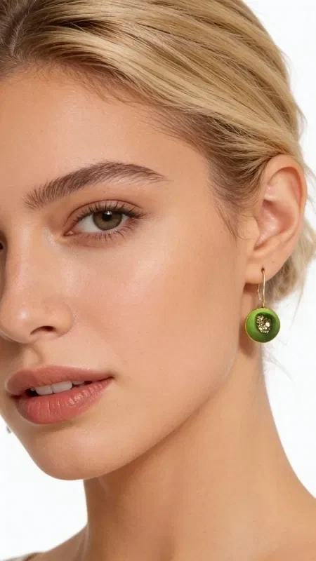, Discover the magic of dangle earrings with pyrite in a striking green color that will become your favorite accessory. These large handmade earrings, designed by Greek Jewelry Designer Aikaterini Chalkiadaki, combine the natural beauty of pyrite with the warmth of brass.

Each earring features a round green pyrite stone that shimmers with golden touches, creating a unique color combination. The chalky finish adds a vintage character, while the elegant dangle design makes them ideal for any occasion - from everyday looks to special moments.

The quality of the brass ensures durability and color retention, while the natural properties of pyrite are believed to bring positive energy and confidence. Store in a dry place and clean gently with a soft cloth. Avoid contact with chemicals and perfumes to preserve their shine.
