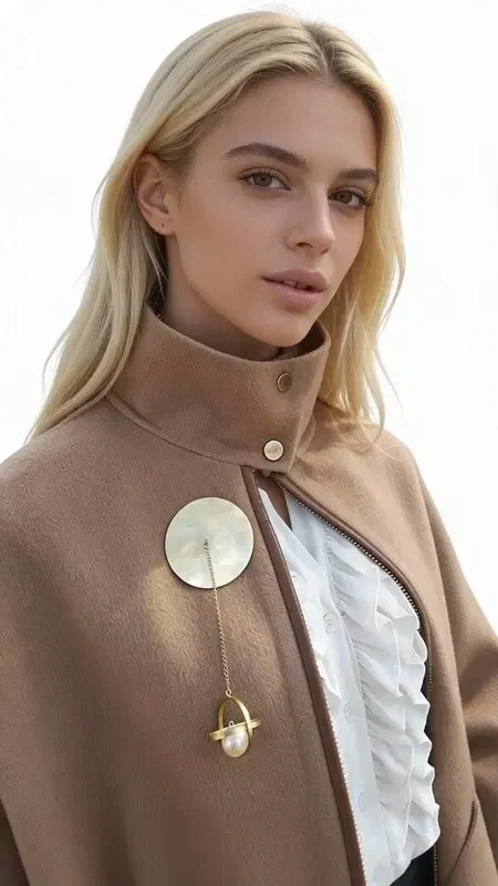 , The impressive large pearl brooch is the perfect statement accessory that transforms any outfit into a work of art. Designed by Greek Jewelry Designer Aikaterini Chalkiadaki, this handmade brooch combines classic elegance with a modern aesthetic.

The brooch features a round gold base that encases a white pearl, creating an exceptional geometric combination. The gold finish offers a luxurious look, while the natural pearl adds finesse and femininity. The brooch's large size makes it ideal for adorning coats, jackets, scarves, or even bags, offering endless styling possibilities.

This striking brooch is the perfect choice for women who love unique accessories. Pair it with monochrome outfits to highlight its beauty, or create bold looks with multiple brooches.

Clean gently with a soft cloth and store in a dry place to preserve its shine.