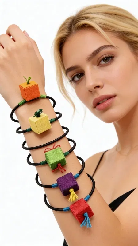 , Step into a world of playful sophistication with these vibrant Rubik's cube inspired bracelets that perfectly blend nostalgia with contemporary style. Each bracelet features meticulously crafted wooden cubes in brilliant rainbow colors, creating a stunning geometric pattern that catches the eye and sparks conversation wherever you go.
Handcrafted with exceptional attention to detail, these unique bracelets showcase smooth, polished wooden cubes in vivid orange, sunny yellow, fresh green, royal purple, cherry red, and ocean blue. The cubes are expertly strung on durable cotton cord, ensuring comfortable wear while maintaining the bracelet's distinctive cubic silhouette. The adjustable design accommodates various wrist sizes, making these pieces as practical as they are beautiful.
Drawing inspiration from the iconic puzzle toy, these bracelets represent the perfect solution to your accessory needs. The geometric design adds a modern, artistic touch to any outfit, whether you're styling a casual weekend look or adding a pop of color to professional attire. Wear them individually for a subtle statement or stack multiple bracelets for a bold, layered effect that showcases your creative personality.
These distinctive pieces embody the finest traditions of Greek handmade jewelry craftsmanship, where each element is carefully selected and assembled with precision. The smooth wooden finish and vibrant color palette make these bracelets suitable for year-round wear, transitioning effortlessly from season to season.
To maintain the beautiful finish, gently wipe with a soft, dry cloth and avoid prolonged exposure to water or harsh chemicals.