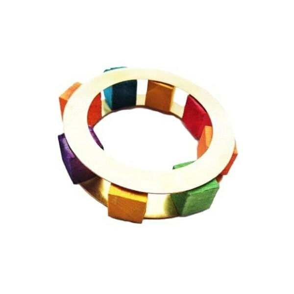 Large colorful brooch with wood Rubik's cube - 1054,Buy Rubik's cube large colorful brooch with wood and unique handmade fashion jewelry by greek fashion jewelry designer Aikaterini Chalkiadaki. A jewelry gift for her.