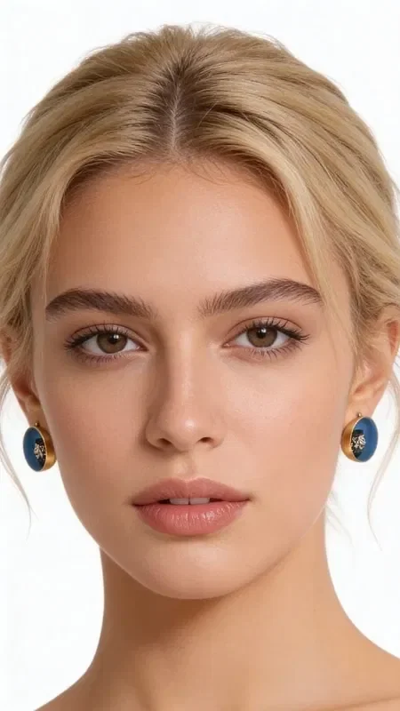 , Discover the magic of handmade stud earrings featuring stunning blue pyrite that will become your favorite everyday accessory. These unique earrings, designed by Greek Jewelry Designer Aikaterini Chalkiadaki, combine the elegance of brass with the natural beauty of pyrite.

The round shape and soft blue color create a perfectly balanced design that flatters every face type. Pyrite, known for its protective energy and metallic shine, is the centerpiece of these striking earrings. The high-quality brass ensures durability and color retention with proper care.

Ideal for everyday wear or special occasions, these women's earrings add a touch of earthy elegance to any outfit. They pair perfectly with both casual and formal looks, and their blue color complements many color palettes.