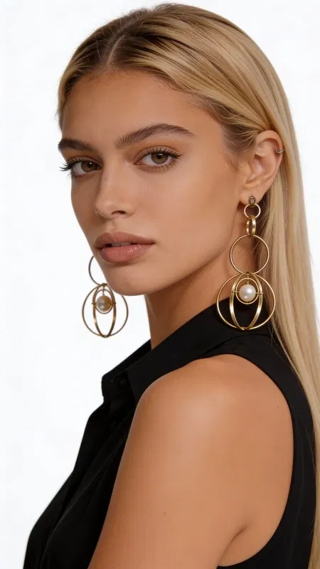 , These sophisticated statement earrings showcase the perfect harmony between contemporary design and timeless elegance. Featuring a captivating hoop-in-hoop construction, each earring creates mesmerizing layers of movement that catch and reflect light with every turn of your head.
Crafted from premium gold-plated brass, these earrings display a luxurious warm golden finish that complements all skin tones beautifully. The innovative design incorporates multiple circular elements of varying sizes, creating depth and visual interest that transforms a classic hoop into something truly extraordinary. At the heart of each earring, lustrous freshwater pearls add an element of refined sophistication, their natural iridescence providing a stunning contrast against the gleaming metal.
The handmade craftsmanship, rooted in Greek jewelry-making traditions, ensures each piece possesses subtle individual characteristics that make your earrings uniquely yours. The graduated sizing of the hoops creates an elegant cascade effect, while the strategic pearl placement adds focal points that draw admiring glances.
These versatile statement pieces effortlessly transition from office elegance to evening glamour. Pair them with a sleek blazer for professional sophistication, or let them complement a little black dress for special occasions. Their substantial yet comfortable design ensures they make an impact without overwhelming your look.
Perfect for the modern woman who appreciates distinctive jewelry that tells a story, these earrings embody the artisanal excellence that defines quality handmade jewelry.
To maintain their beauty, store in a dry place and gently clean with a soft cloth. Avoid contact with perfumes, lotions, and water to preserve the gold plating.