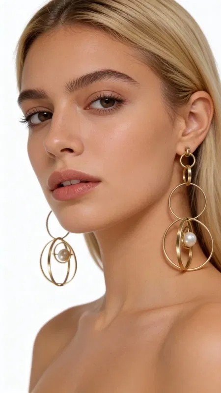 , These sophisticated statement earrings showcase the perfect harmony between contemporary design and timeless elegance. Featuring a captivating hoop-in-hoop construction, each earring creates mesmerizing layers of movement that catch and reflect light with every turn of your head.
Crafted from premium gold-plated brass, these earrings display a luxurious warm golden finish that complements all skin tones beautifully. The innovative design incorporates multiple circular elements of varying sizes, creating depth and visual interest that transforms a classic hoop into something truly extraordinary. At the heart of each earring, lustrous freshwater pearls add an element of refined sophistication, their natural iridescence providing a stunning contrast against the gleaming metal.
The handmade craftsmanship, rooted in Greek jewelry-making traditions, ensures each piece possesses subtle individual characteristics that make your earrings uniquely yours. The graduated sizing of the hoops creates an elegant cascade effect, while the strategic pearl placement adds focal points that draw admiring glances.
These versatile statement pieces effortlessly transition from office elegance to evening glamour. Pair them with a sleek blazer for professional sophistication, or let them complement a little black dress for special occasions. Their substantial yet comfortable design ensures they make an impact without overwhelming your look.
Perfect for the modern woman who appreciates distinctive jewelry that tells a story, these earrings embody the artisanal excellence that defines quality handmade jewelry.
To maintain their beauty, store in a dry place and gently clean with a soft cloth. Avoid contact with perfumes, lotions, and water to preserve the gold plating.