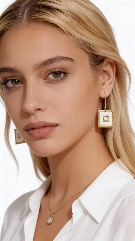 , Discover the perfect balance between classic elegance and contemporary style with these striking embroidered statement earrings. Designed by Greek Jewelry Designer Aikaterini Chalkiadaki, these unique pieces combine gold thread with geometric patterns in pure white, creating a work of art that transforms any look.

The square geometric shape with the intricate embroidered motif inside offers a fresh take on traditional handmade jewelry. The white color combined with gold details creates a sense of luxury that suits both everyday and formal occasions.

These dangle earrings are the ideal choice for women looking for original jewelry with a Greek signature. Their modern design makes them suitable for weddings, evening outings, or for those who want to add a striking touch to their everyday style.

Store in a dry place and avoid contact with perfumes and cosmetics.