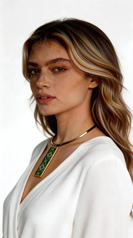 , Discover the perfect balance between traditional craftsmanship and contemporary style with this striking embroidered necklace in shades of green. Designed by Greek Jewelry Designer Aikaterini Chalkiadaki, this handmade piece combines geometric patterns with gold thread for a unique, standout result. The distinctive embroidery technique on canvas (etamine) creates a refined blend of green tones that shimmer thanks to the gold thread. The necklace is completed with brass, adding a vintage touch and ensuring durability. Its statement design makes it ideal for special occasions as well as everyday wear, whenever you want to add color and style to your look. Material: Brass, Fabric. Pair it with other pieces from the same collection for a complete look. Store it in a dry place away from direct sunlight to preserve its colors.
