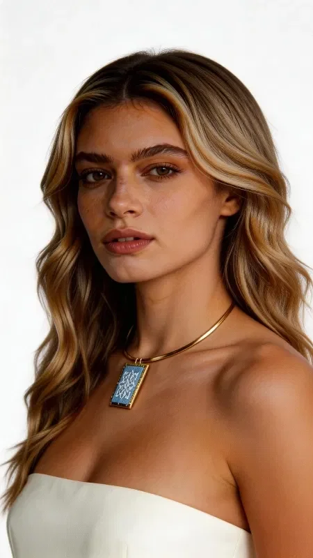 , The embroidered necklace with geometric patterns in a light blue hue is a striking piece of jewelry that combines the traditional art of embroidery with a modern aesthetic. Designed by Greek Jewelry Designer Aikaterini Chalkiadaki, this unique statement necklace features detailed geometric motifs embroidered with gold thread on a light blue background.

The handmade necklace has a square shape that lends modern elegance to the traditional embroidery technique. The gold thread creates shimmering details that stand out against the light blue fabric, while the brass adds elegance and durability.

The long necklace is ideal for layering or as a standalone statement piece. This striking embroidered necklace pairs perfectly with white, light blue, or gold outfits.

To preserve its beauty, avoid contact with water and store it in a dry place.

Material: Brass, Fabric