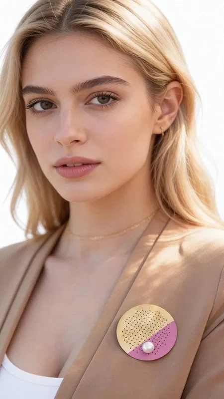 , This captivating statement brooch combines contemporary design with timeless elegance, featuring a striking circular silhouette that commands attention. The piece showcases a sophisticated interplay of textures and colors, with a lustrous gold-toned brass base adorned with delicate perforated detailing that creates visual depth and movement.
The brooch's most enchanting element is the asymmetrical design that balances a vibrant pink resin section with a pristine freshwater pearl accent. This unexpected color combination creates a modern artistic statement while maintaining classic sophistication. The perforated gold surface adds texture and allows light to play beautifully across the piece, enhancing its dimensional appeal.
Handcrafted with meticulous attention to detail, this brooch exemplifies the refined artistry of Greek jewelry design. The substantial size makes it perfect for elevating blazers, coats, scarves, or dresses, transforming any outfit from ordinary to extraordinary. Its versatile design complements both professional and evening wear, making it an invaluable addition to any jewelry collection.
The secure pin closure ensures comfortable wear throughout the day, while the balanced weight distribution prevents fabric damage. Whether worn as a singular statement piece or paired with complementary accessories, this brooch adds instant sophistication and personality to your ensemble.
To maintain its beauty, gently wipe with a soft, dry cloth after each wear. Store in a jewelry box or soft pouch to prevent scratching. Avoid exposure to perfumes, lotions, and excessive moisture to preserve the gold finish and pearl luster.