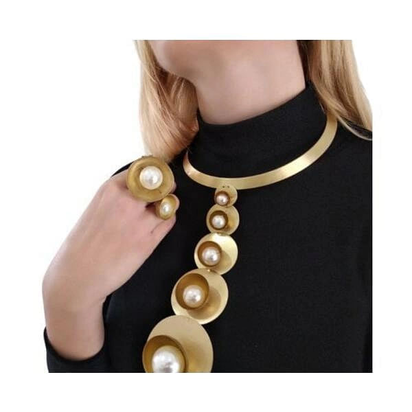 Long statement pearl necklace - 2437,Find the handmade long statement pearl necklace 2437, long tie style, by greek fashion jewelry designer Aikaterini Chalkiadaki.A perfect jewelry gift for women.