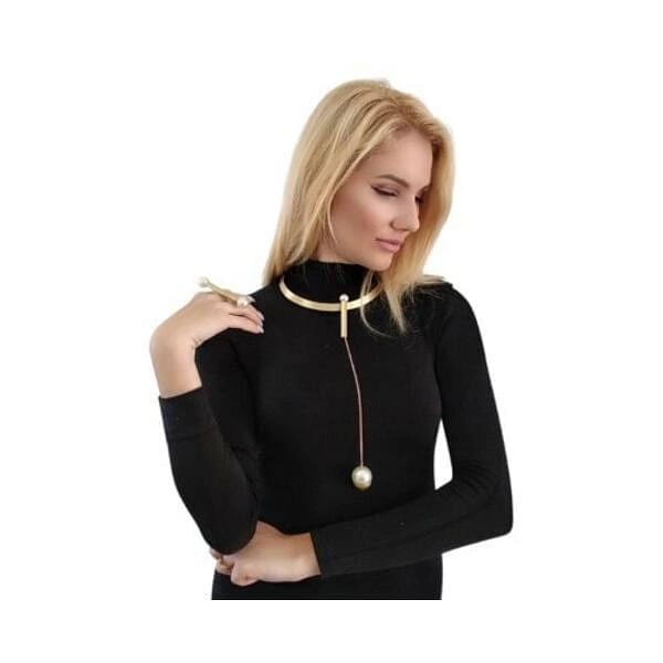 Statement pearl necklace long - 2964,Handmade statement pearl necklace long made by brass and pearls,long necklace,pearl necklace,handmade necklace by greek fashion jewelry designer Aikaterini Chalkiadaki