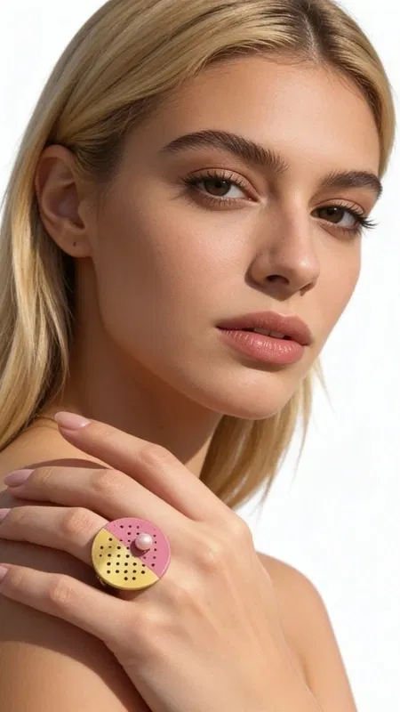 , Make a bold statement with this captivating handcrafted ring that transforms your everyday look into something extraordinary. This eye-catching piece features a distinctive circular design with vibrant enamel detailing in playful pink and sunny yellow tones, creating a modern artistic expression that speaks to your unique style.
Expertly crafted from high-quality brass with a lustrous gold-plated finish, this statement ring showcases exceptional Greek artisanship and attention to detail. The smooth, polished surface catches light beautifully, while the carefully applied enamel work adds depth and character to the geometric design. The substantial circular face creates visual impact without overwhelming your hand, making it perfect for both casual and dressed-up occasions.
This versatile piece effortlessly elevates any outfit, whether you're styling it with flowing bohemian dresses for weekend adventures or pairing it with tailored blazers for professional settings. The cheerful color palette adds a pop of personality to neutral tones and complements both warm and cool color schemes in your wardrobe. Stack it with delicate bands for a curated look, or let it shine solo as the focal point of your ensemble.
The comfortable band design makes it suitable for daily wear while maintaining its striking visual appeal.
To preserve the beauty of your ring, avoid contact with perfumes and cleaning products, and store in a dry place when not worn.