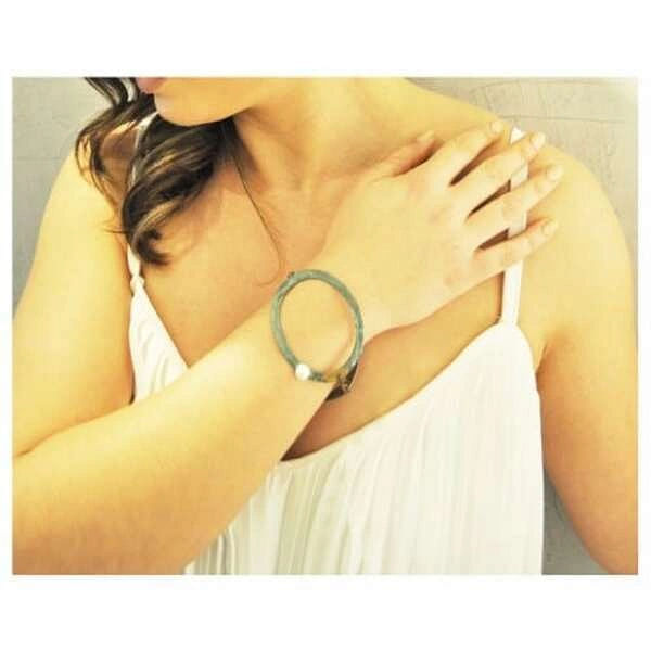 Statement bracelet with pearls oval - 221,Buy statement bracelet with pearls oval and unique handmade fashion jewelry by greek fashion jewelry designer Aikaterini Chalkiadaki. A jewelry gift for her.