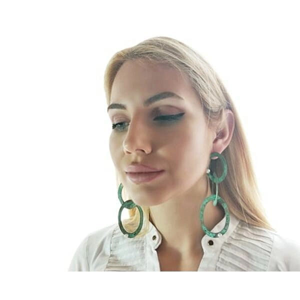 Long statement dangle pearl earrings - 3730,Buy long statement dangle pearl earrings and unique handmade fashion jewelry by greek fashion jewelry designer Aikaterini Chalkiadaki.