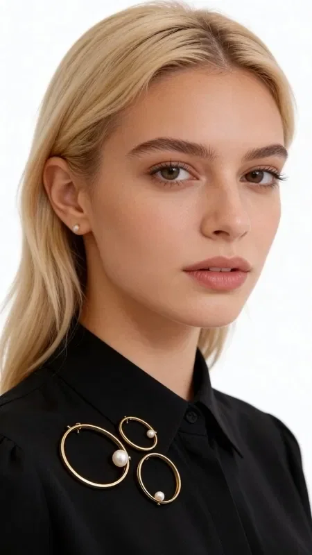 , Discover the magic of handmade brooches with this striking set of three circular brooches crafted from brass and natural pearls. Each brooch features an elegant circular design adorned with a white pearl, creating a harmonious ensemble that can be worn together or separately.

Designed by Greek Jewelry Designer Aikaterini Chalkiadaki, these women's brooches combine contemporary aesthetics with traditional craftsmanship. The gold-finished brass offers durability and elegance, while the natural pearls add a classic touch of charm. The three different sizes allow for endless styling possibilities.

Perfect for adorning a coat, jacket, dress or even a bag, these brooch jewelry pieces transform any outfit into a statement look. They can be arranged to create geometric patterns or worn scattered for a more bohemian aesthetic.