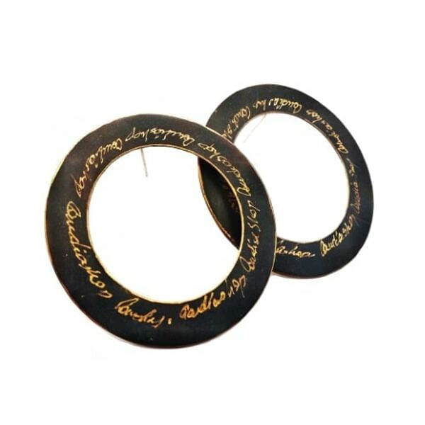 Handwritten big hoop earrings - 1315,Buy handwritten hoop earrings and vintage,romantic and unique handmade fashion jewelry by greek fashion jewelry designer Aikaterini Chalkiadaki. A jewelry gift for her.